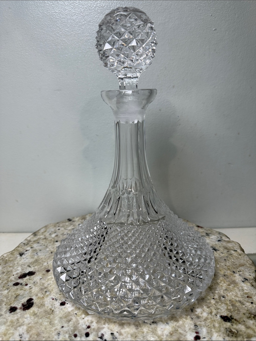 Antique Fine Quality Cut Crystal Lead Ships Decanter 1920s England